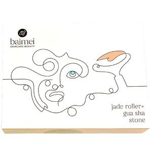 Baimei Jade Roller & Gua Sha Set Natural Jade Facial Massage Tool NIB